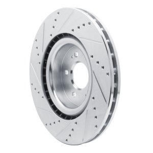 Genesis G70 Brake Rotor (1) - Front Right - R1 Concepts - Drilled & Slotted - Silver - `18-`22